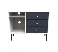 Toledo 3 Drawer Tv Unit In Indigo Matt & White (Ready Assembled)