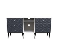 Welcome Furniture Ready Assembled Pixel 6 Drawer Tv Unit With Legs In Indigo Matt & White, Blue