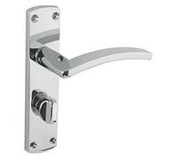 Toledo Door Handle Lever Bathroom on Backplate in Polished Chrome