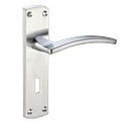 Toledo Door Handle Lever Lock on Backplate in Satin Chrome