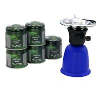 Tolegano Camping Stove with Piezo Ignition, 5 Pierceable Gas Cartridges, 1.1 kW, Propane/Butane