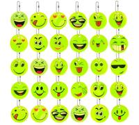 Tolenre 30 Pack Reflective Gear Backpack Pendant, Schoolbag Keychain Smiley Face Reflective Backpack Cover Sign Reflectors for Children Walking at Night Safety Reflector Student Visible Gifts