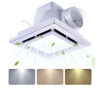 Tolery Bathroom Fan with Light Ceiling Mount Shower Ventilation Exhaust Fan with Color Change Light 3000K/4000K/6000KVent Fan and Light Combo for Home 1.0Sone 110 CFM 110V 4" Duct Square White