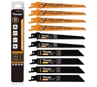 TOLESA 10 Pieces Reciprocating Saw Blades for Wood Pruning PVC Cutting Multipurpose Demolition Bi-metal Reciprocating Saw Blades for Thick Metal Cutting Sawzall Blades for Window Door Demolition