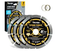 TOLESA 125mm Diamond Cutting Disc, Segmented Diamond Blade for Angle Grinder with 22.23mm Arbor, 20mm & 16mm Adapter Ring, 4.9" Stone Cutting Disc Fast Cut Masonry, Concrete, Brick (3-Pack)