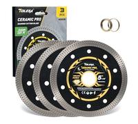 TOLESA 125mm Diamond Cutting Disc, Super Thin Porcelain Cutting Disc for Angle Grinder, 4.9" Diamond Tile Cutting Disc for Marble and Granite - 22.23mm Arbor, 20mm & 16mm Adapter Ring (3-Pack)