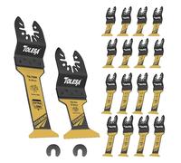 TOLESA 16pcs Extra-Long Titanium Oscillating Tool Blades, Bi-Metal with Titanium Coating, Ideal for Wood, Metal, Nails, Screws, Plastic