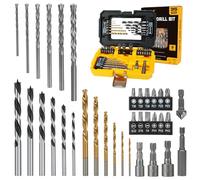 TOLESA 35pcs Drill Bit Set Titanium Coated,HSS combition Twist Driver Bit Set,Screwdriver Bits Set &Countersink & More in Organizer Case for Metal, Wood & Masonry