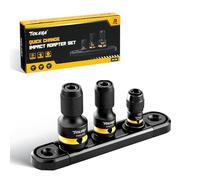 TOLESA 3PCS Impact Wrench Quick-Release Adapter Set - 1/2, 3/8, 1/4 inch Drive to 1/4 inch Hex Bit Holder, Cr-Mo Steel, with Magnetic Organizer, for Impact Wrenches and Ratchet Wrenches