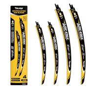 TOLESA 4Pcs Japanese Teeth Reciprocating Saw Blade Set, Arc Edge Wood Pruning Saw Blades 6TPI for Tree Trimming, Wood Cutting, 300 mm & 380 mm