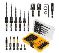 TOLESA Countersink Drill Bit Set, 18 PCS Tapered Counter Sink Drill Bit for Wood with 2PC Wood Plug Cutters, Magnetic Extension Bit Holder, Screwdriver Bits, 1/4" Hex Shank with Storage Box