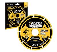 TOLESA Diamond Metal Cutting Discs 115 x 22.23mm, Cut Off Wheel with 5000+ Cuts on Rebar, Steel, Iron and INOX, 1 PC