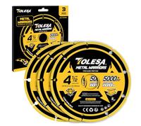 TOLESA Diamond Metal Cutting Discs 115 x 22.23mm, Cut Off Wheel with 5000+ Cuts on Rebar, Steel, Iron and INOX, 3 PCS