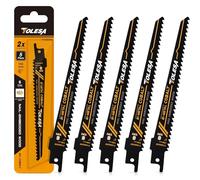 TOLESA Reciprocating Saw Blades for Wood Nail Embedded Window Door Demolition and Construction Wood Cutting 150mm 6TPI Sawzall Blades Bi-Metal Teeth with Cobalt Sharp Cutting 5 Pack