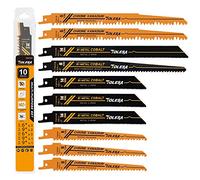 TOLESA Reciprocating Saw Blades Set, 150 & 225mm for Wood and Metal, 10pcs | Assorted CR-V and Bi-Metal Blades, for Green Wood, Nail-Embedded Wood, Metal, PVC Pipe, with Storage Box