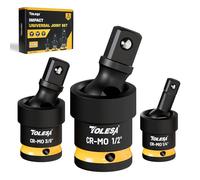 TOLESA Swivel Socket Set, 1/2", 3/8", 1/4" Impact Universal Joint-Socket Swivel Set, Premium CR-MO Steel