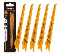 TOLESA Wood Pruning Reciprocating Saw Accessories - 150mm 6 TPI Sawzall Accessories Green - CRV Sharp Ground Teeth for Quick Cutting - 5 Pack