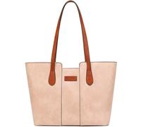 ToLFE Tote Bags for Women Purses and Handbags Top Handle Satchel PU Leather Shoulder Hobo Bags, Light Pink/Brown