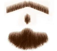 TOLHYUN Artificial Moustache Realistic 100% Human Hair Hand Tied Goatee Beard Faux Beard Lace Invisible Artificial Moustache for Halloween Dressing Men Makeup (Dark Brown)