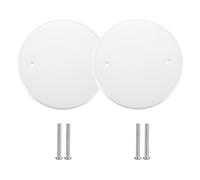 TOLIDA 2 Packs 5-Inch White Metal Ceiling Blank-Up Cover - Flat Round Wall Hole Cover Plate for 4 Inch Round/Octagon Box Openings Above Ceilings or Walls, Holes are Spaced 3.5 Inches Apart