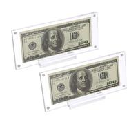 TOLIDA 2 Packs Acrylic Dollar Bill Holder, Clear Currency Display Frame