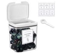 TOLIDA 2L Clear Laundry Pods Container with White Push Up Lid - Automatic Pop-Up Washing Pods Holder, Large Capacity Storage Organizer for Bath Bombs, Scent Booster, Kitchen Food Storage Container