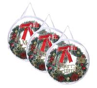 TOLIDA 3pcs 61cm/24" Clear Wreath Storage Bag with Handles - Round Christmas Wreath Garlands Storage Containers, Zipper Storage Carry Bag for Xmas Season, White