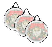 TOLIDA 3pcs 61cm/24 Translucent Wreath Storage Bag with Black Handles - Round Christmas Wreath Garlands Storage Containers, Zipper Storage Carry Bag for Xmas Season