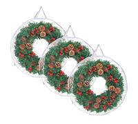 TOLIDA 3pcs 91CM/36" Clear Wreath Storage Bag with Handles - Round Christmas Wreath Garlands Storage Containers, Zipper Storage Carry Bag for Xmas Season, White