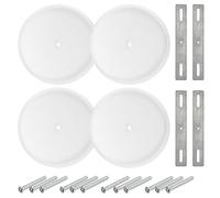TOLIDA 4pcs 5-inch Ceiling Blank-Up Cover with Center Screw - Flat Round Wall Hole Cover Plate fits 3.25 to 4 Electric Box, Metal Circle Wallplate to Cover Openings Above Ceilings or Walls, White