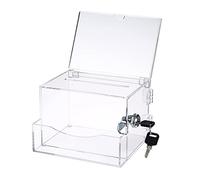Tolida Acrylic Wall Mountable Ballot Donation Box, Clear Acrylic Comment Voting Collecting Business Card Ticket Box with Sign and Lock for Outdoor, Office, Wedding, Reception Table, etc. 4*6 inch
