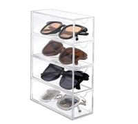 TOLIDA Clear Acrylic Sunglasses Organizer - 4 Slots Acrylic Display Drawer Storage Holder, Home/Office Storage Box for Watches, Chain Bracelets, Desktop Organizer for Coffee Capsule, Tea bags