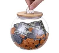 TOLIDA Clear Coin Bank with Slotted Lid - Large Plastic Coin Money Jar Change Saving Container for Laundry Room, Tip Coins Piggy Bank Box