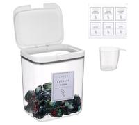 TOLIDA Clear Laundry Pods Container with White Push Up Lid - Automatic Pop-Up Washing Pods Holder, Large Capacity Storage Organizer for Bath Bombs, Scent Booster