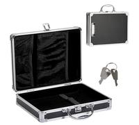 TOLIDA Clipboard Storage Case with Key - Aluminum Document Locking Box with Handle, A4 Folder File Portable Clipboad Storage Box, Locking Briefcase for Important Document Paper Contract (Silver Black)