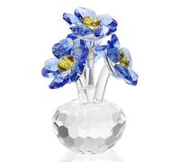 TOLIDA Crystal Forget-Me-Not Ornament - Blue Flower Figurine Crystal Paperweight, Glass Tabletop Decoration