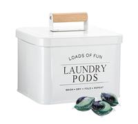 TOLIDA Laundry Detergent Storage Box Made of Stainless Metal, Waterproof Washing Powder Box with Lid, Washing Gel Storage Container for Dishwasher Pods, Laundry Detergent, Laundry Pads, Dryer Balls