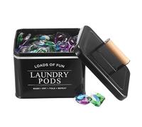 TOLIDA Metal Laundry Pods Container with Lid - Black Square Storage Box for Laundry Pods, Detergent Pods Holder for Laundry Room, Metal Storage Container for Washing Pods, bath Bombs
