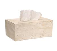 TOLIDA Rectangular Travertine Tissue Box Cover - Tissue Box Holder, Tabletop Tissue paper cover dispenser, Beige Tissue Holder Organizer for Home Office