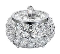 Tolida Vintage Jewelry Box with Crystal Handle Lid & Mirrored Base, Trinket Organizer Keepsake Box for Earrings, Rings, Jewelry & Treasures, Silver