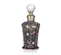 TOLIDA Vintage Perfume Bottle - Jeweled Decorative Essential Oil Bottles, Empty Decanter Vials for Perfume Essential Oil, Decorative Mini Bottles Vials Container, Green Bronze