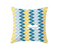 Tolldek 1 Decorative Cushion Covers, Diamond Grid Enjoy The Little Thin! Cushion Cover, Decorative Cushion Cover, Polyester, Decorative, Soft, Breathable Pillow Cover, Yellow Blue, 45 x 45 cm