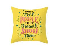 Tolldek 1 Decorative Cushion Covers, Don't Tell People Your Dreams, Show Them Decorative Cushion Sofa Cushion, Polyester, Decorative Soft, Sofa Cushion for Sofa, Armchair, Bedroom, Gold Blue Pink, 40