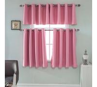 Tolldek 1 Pair of Net Curtain Vintage, Plain Bistro Curtain, Blackout Pink, Eyelets Polyester Curtain Living Room for Bathroom Window Curtains, H x W 90 x 132 cm