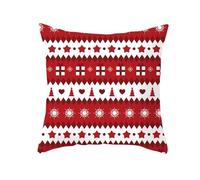 Tolldek 1 x Cushion Cover, Gift Box, Christmas Tree, Snowflake, Stripes Pattern, Decorative Sofa Cushion, Polyester Premium Cushion Cover with Zip, Pillow Case, Red White, 45 x 45 cm
