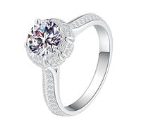 Tolldek 18K White Gold Friendship Rings Genuine Gold Jewelry Lab Created Diamonds 4 Bridge Claw Setting Couples Solitaire Ring au750 Gold Jewelry, 18 Carat (750) White Gold, Lab Created Diamond