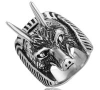 Tolldek 25 mm Stainless Steel Wedding Ring Men's Punk Bull Head Couple Rings Engagement Ring Punk Rock Silver, stainless steel, No cubic zirconia