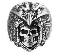 Tolldek 25 mm Stainless Steel Wedding Rings Men's Indian Chief Eagle Friendship Rings Partner Rings Punk Rock Silver, stainless steel, No cubic zirconia
