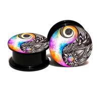 Tolldek 4 mm - 16 mm Ear Plug Cool 2 Yin Yang Mandala Pattern Expander Stretchers Earrings Acrylic Black Earrings Piercing Jewellery Women's Body Piercing Jewellery, Acrylic, Without cubic zirconia