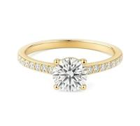 Tolldek 9 Carat / 14 Carat / 18 K White Gold Wedding Band Real 4 Claw Partner Rings with Moissanite Engagement Ring White Gold Au 375/585/750, Size 47-65, 18ct yellow gold, Moissanite